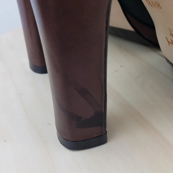 Cole Haan Sandal Size 8.5 Leather Platform Peep Toe Mule Heel Shoes Slingback - Picture 13 of 16